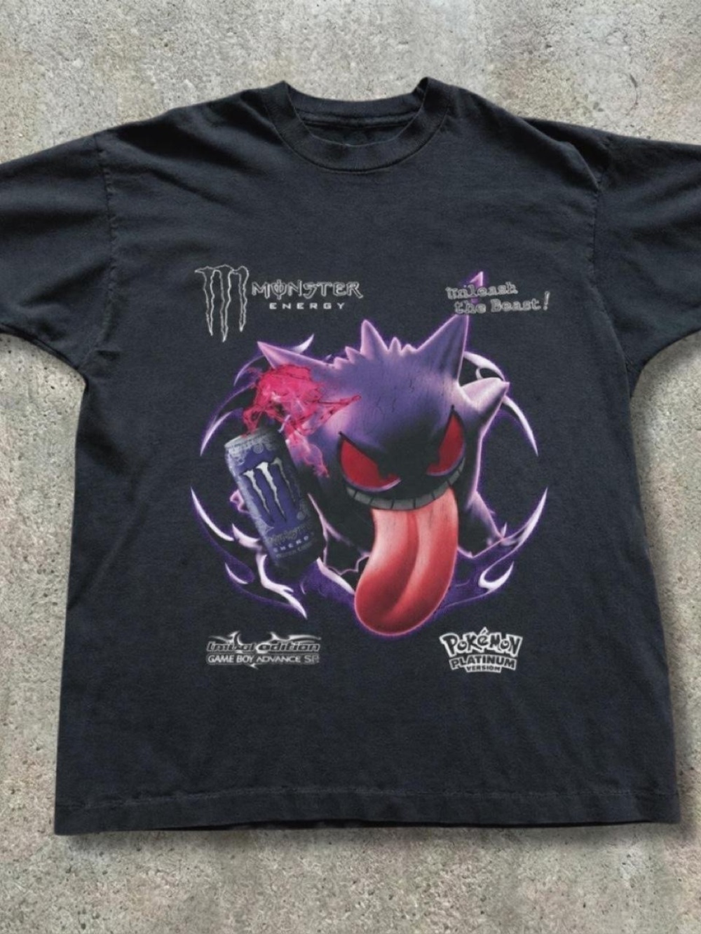 Gildan Black Graphic Tee with Purple & Red Gengar Artwork